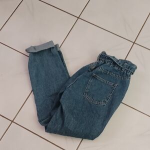 4/$80 Bluenotes Classic Blue Cuffed Denim Jeans With Tie-Up Belt - Size Small